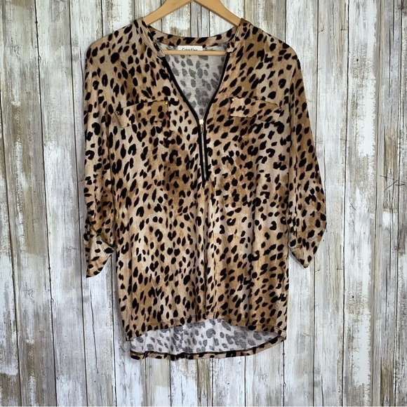 Calvin Klein Tops - Calvin Klein Leopard High Low Blouse